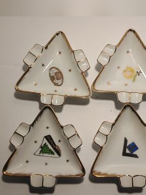 Vintage Antique Lot Of 4 Shriners Masonic Freemasons Ashtrays Japan Mackrides